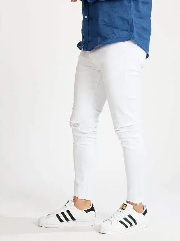 Yes Design Pantalón blanco de algodón para hombre.