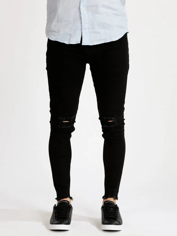 Yes Design Pantalón de hombre de algodón negro