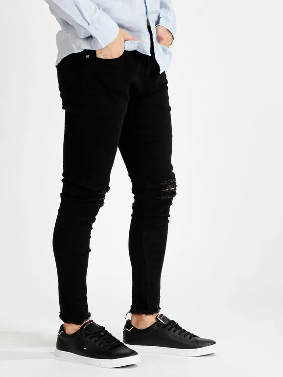 Yes Design Pantalón de hombre de algodón negro