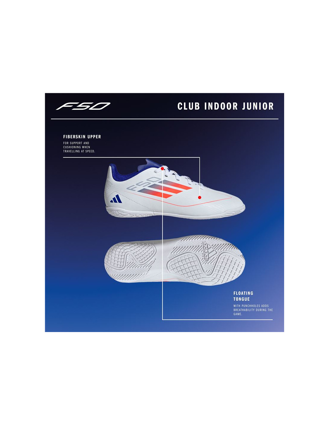 Zapatillas de Fútbol Sala adidas F50 Club Football Boots Indoor Infantil Blanco