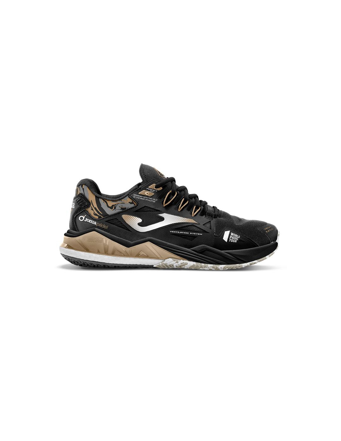 Zapatillas de Pádel Joma T.Spin Lady 2301 Negro Oro Niña
